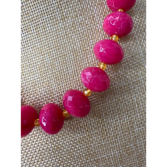 J. Crew Chunky Beaded Pink Statement Necklace With Gold-Tone Accents & Lobster C - Picture 9 of 10
